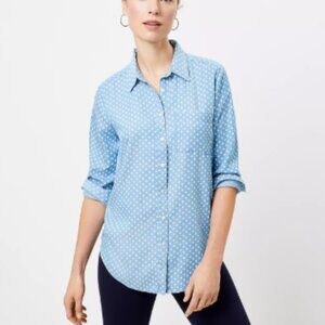 Loft Women's S Dotted Chambray Tunic Shirt